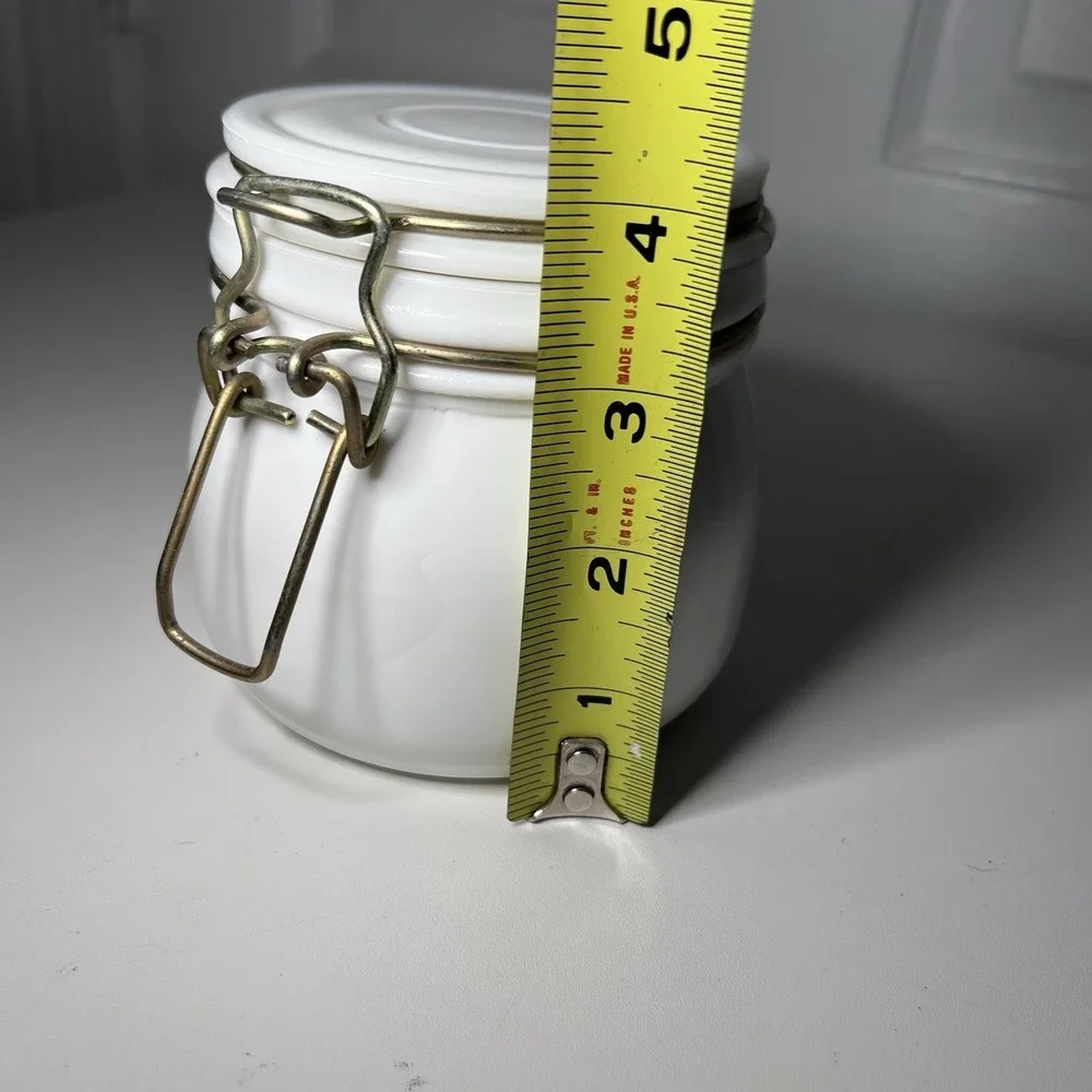 Vintage Milk‎ Glass Wheaton Lidded Jar Canister Bale Clamp Locking- No Gasket